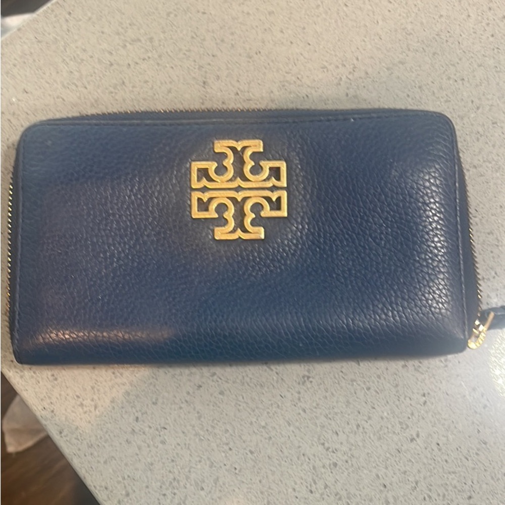 Navy blue Tory Burch leather wallet